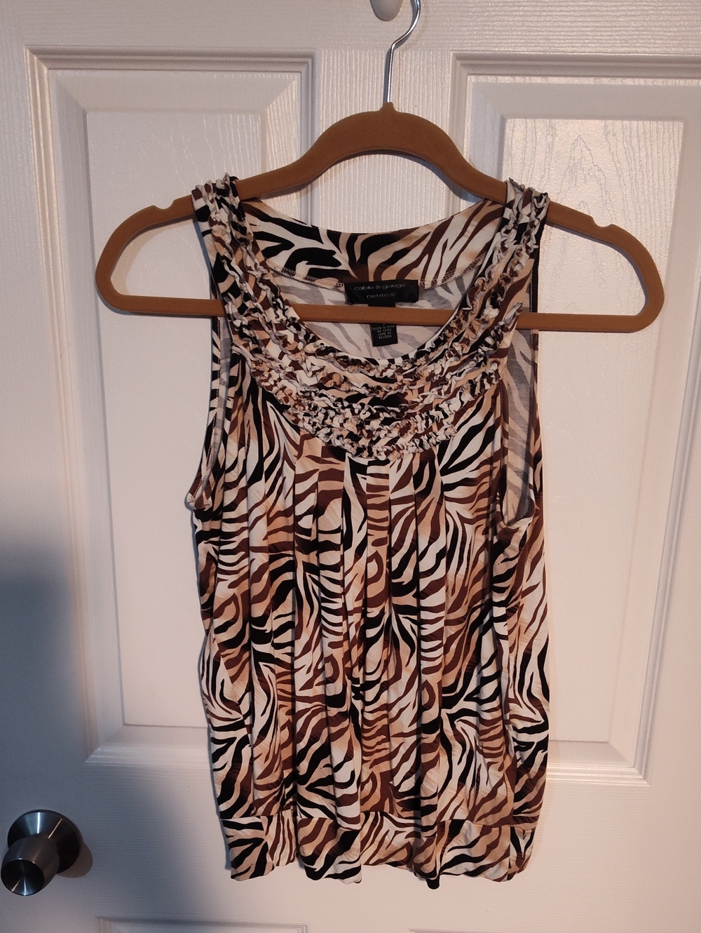 Cable & Gauge Brown, Black & Cream Zebra Print Tank